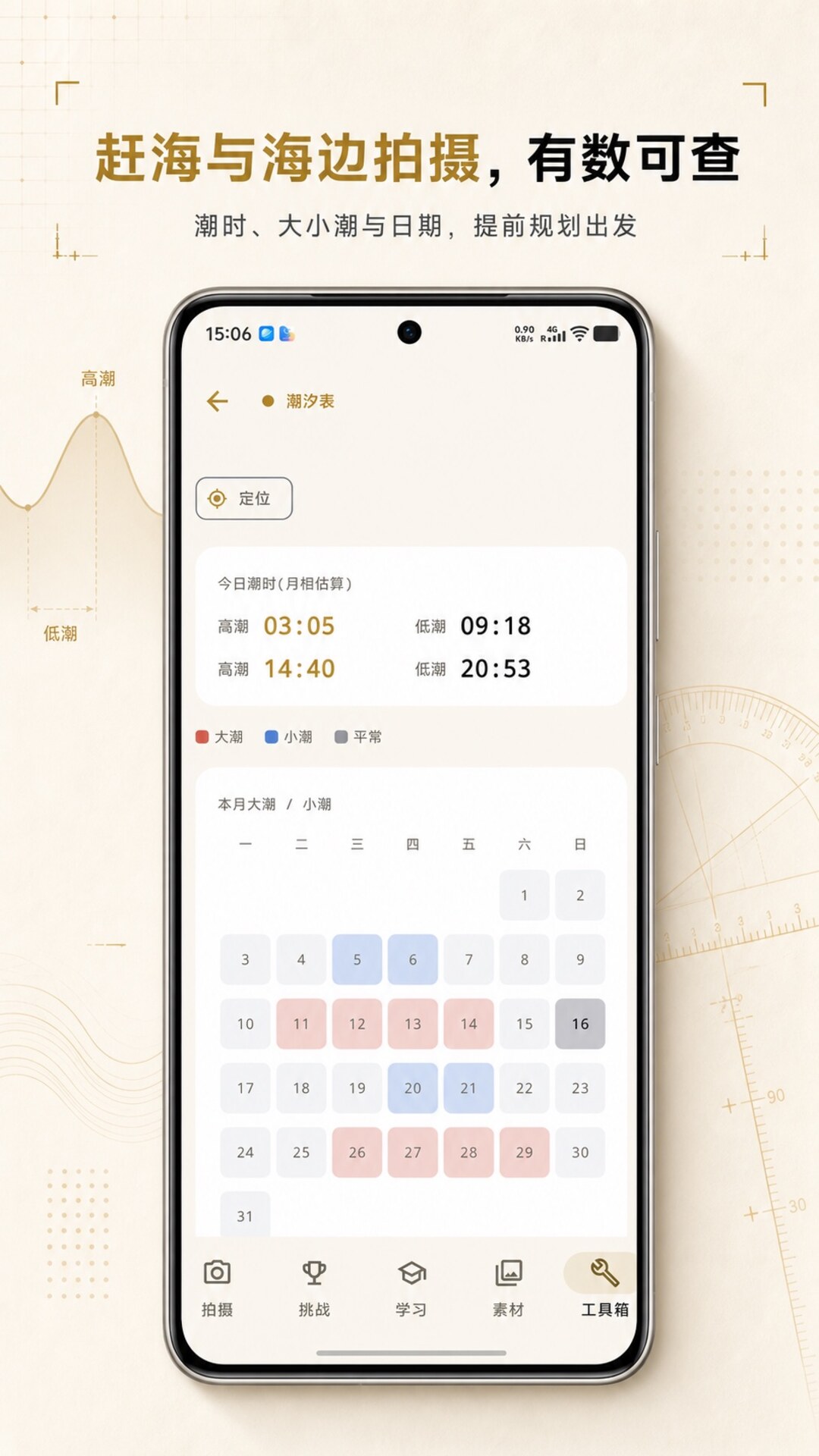 潮汐时间和潮汐日历